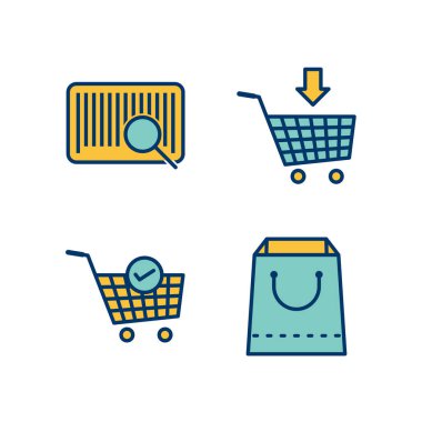 Beyaz Arkaplan Vektörü İzole Edilmiş Elementler Üzerine 4 E- ticaret Simgesi...