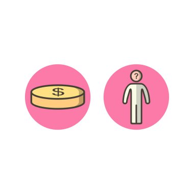 Beyaz Arkaplan Vektörü İzole Edilmiş Elementler Üzerine 2 iş simgesi kümesi