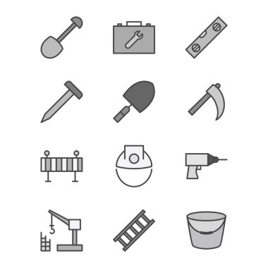 Beyaz Arkaplanda İzole Edilmiş 12 Yapılandırma Simgesi...