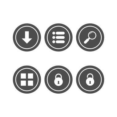 Beyaz arkaplanda 6 temel element simgesi izole edildi...