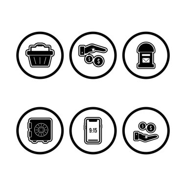  Beyaz Arkaplan Vektörü İzole Edilmiş Elementler Üzerine 6 E- ticaret Simgesi...