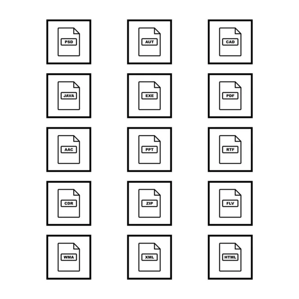Formátů Souborů Ikony List Izolované Bílém Pozadí — Stockový vektor