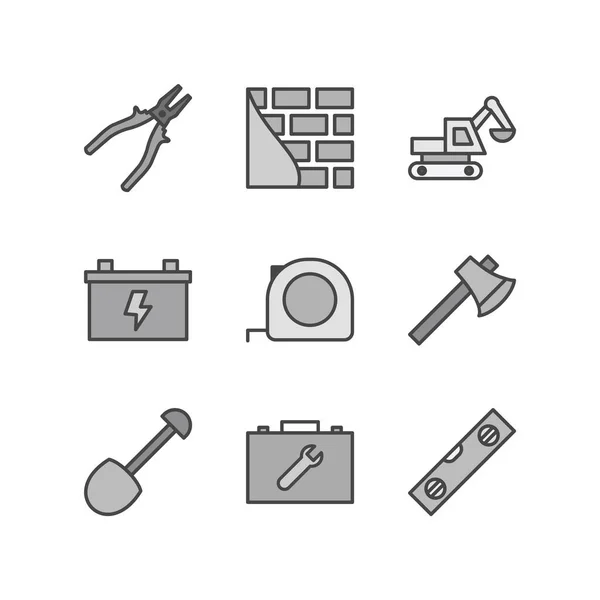 Construction Icons Sheet Isolated White Background — Stock Vector