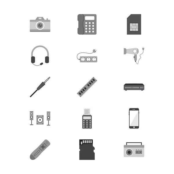 Set Van Elektronische Apparaten Pictogrammen Geïsoleerd Witte Achtergrond — Stockvector