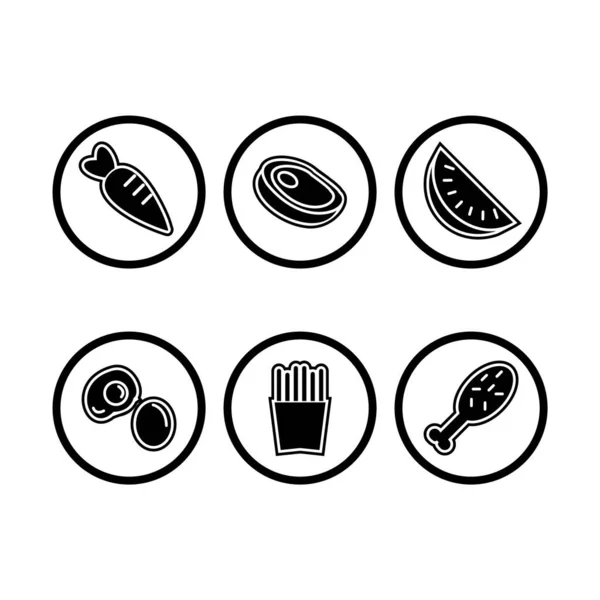Set Von Food Icons Auf Weißem Hintergrund Vektor Isolierte Elemente — Stockvektor