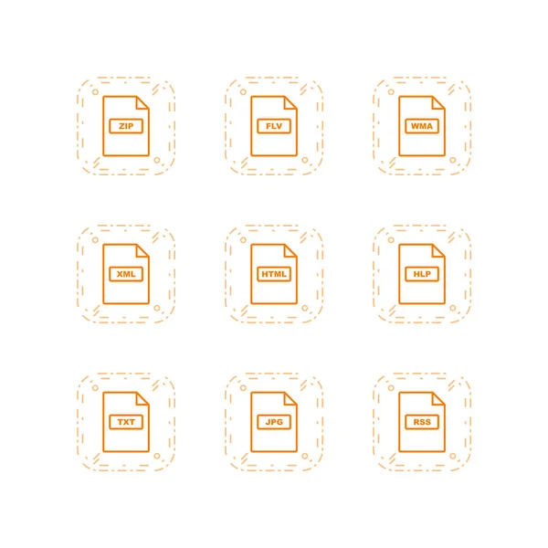 Set Von Dateiformaten Symbole Isoliert Auf Weißem Hintergrund — Stockvektor