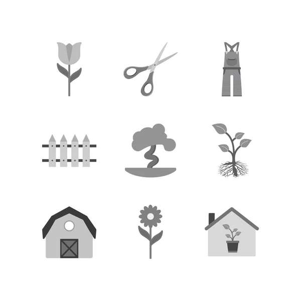 Conjunto Iconos Jardinería Aislados Sobre Fondo Blanco — Vector de stock