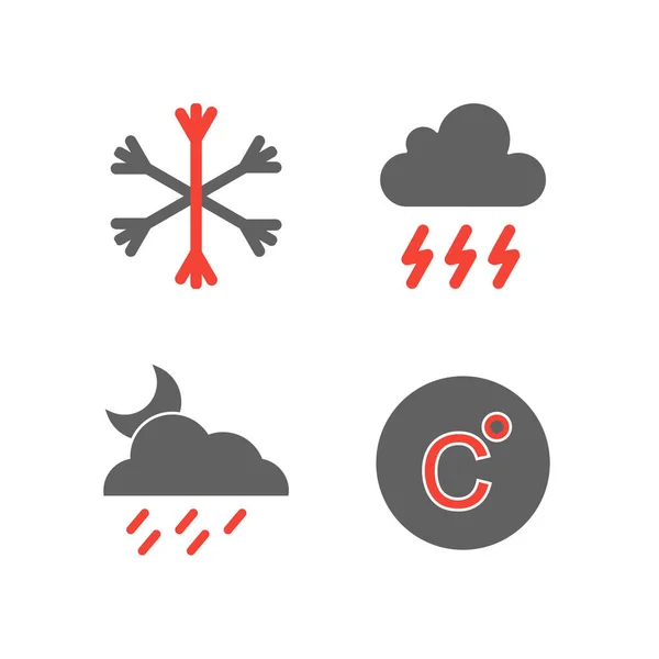 Set Weather Icons White Background Vector Isolated Elements — Stock Vector