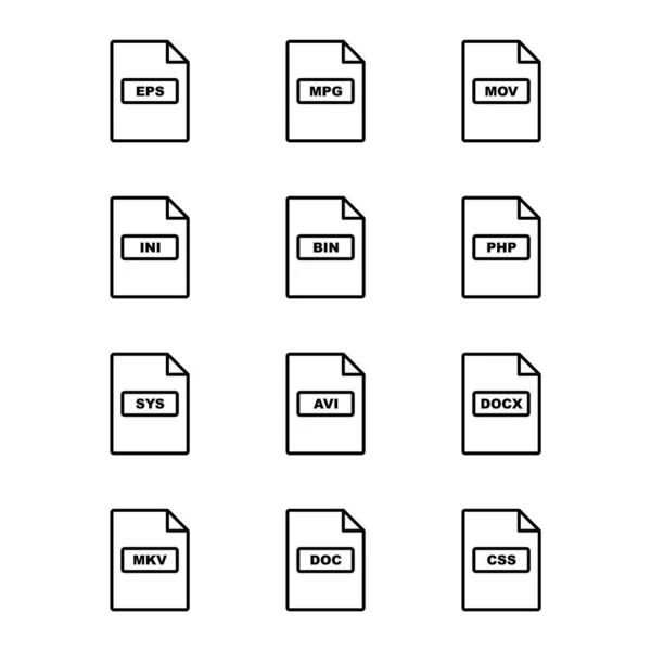 Symbolsets Von Dateiformaten Für Den Persönlichen Und Kommerziellen Gebrauch — Stockvektor