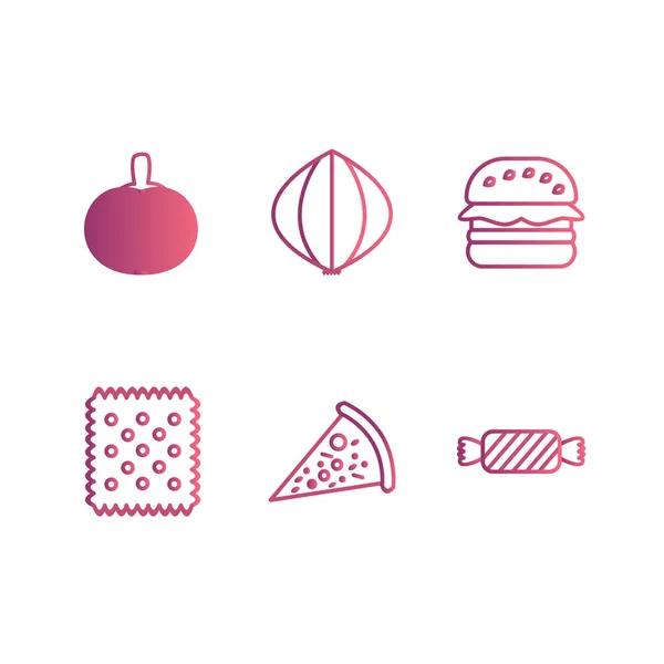 Set Food Icons Isolated White Background — Stock Vector