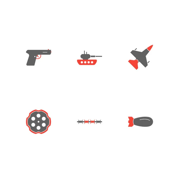 Conjunto Iconos Militares Sobre Fondo Blanco Vector Elementos Aislados — Vector de stock