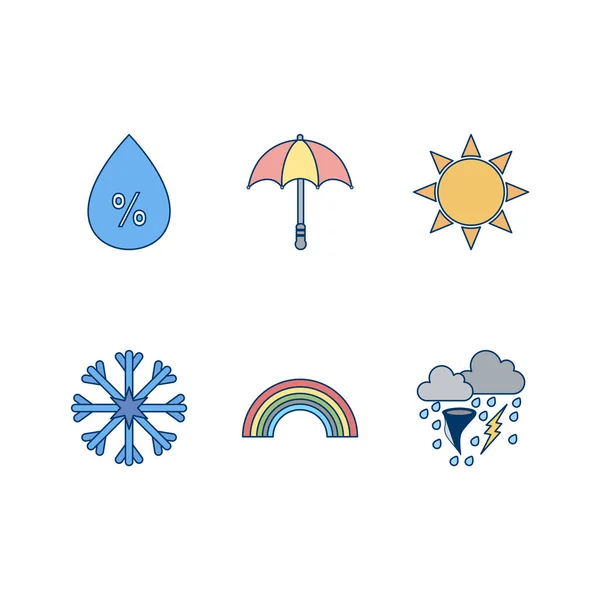 Set Iconos Meteorológicos Para Uso Personal Comercial — Archivo Imágenes Vectoriales