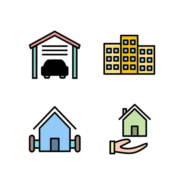 Icon Set Von Immobilien Für Den Persönlichen Und Gewerblichen Gebrauch — Stockvektor