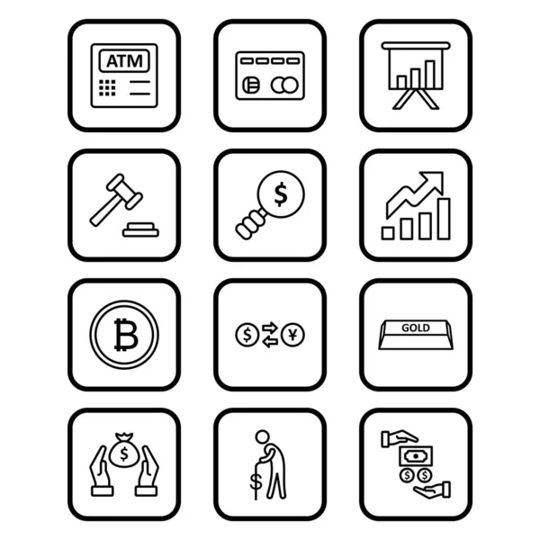Set Banking Icons White Background Vector Isolated Elements — Stock Vector
