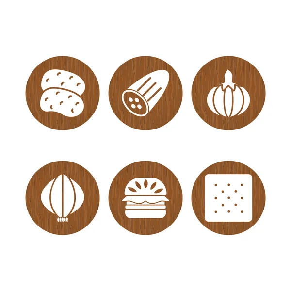 Харчових Іконок Ізольовані Білому Тлі — стоковий вектор