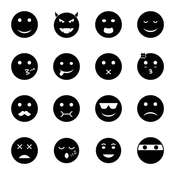Zestaw Ikon Emoji Izolowanych Białym Tle — Wektor stockowy