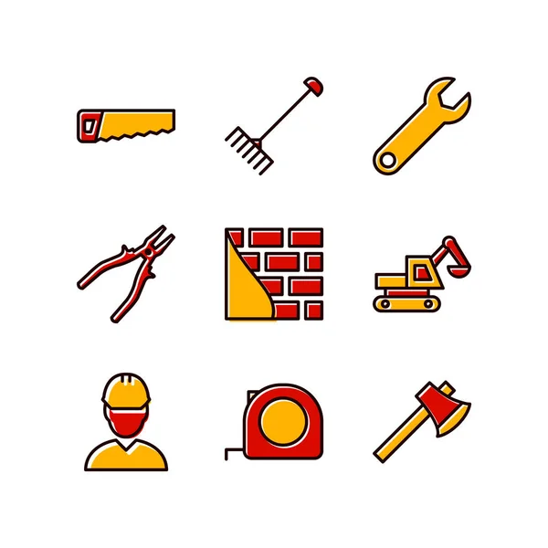 Set Construction Icons Isolated White Background — Stock Vector