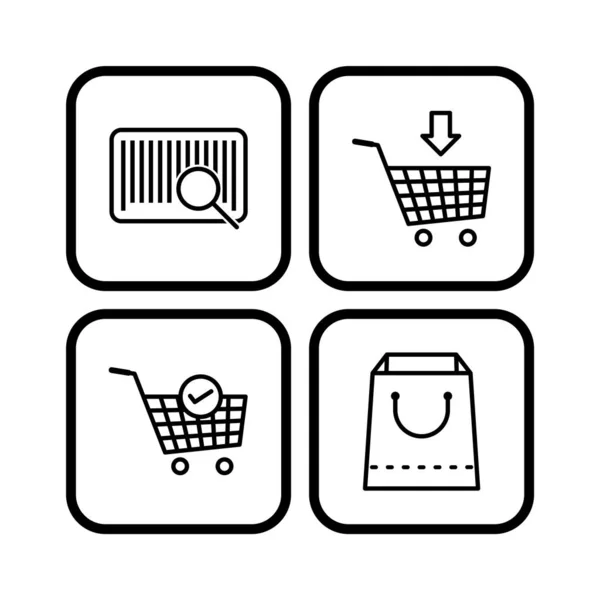 Commerce Icons Sheet Isolated White Background — Stock Vector