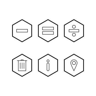 Beyaz arkaplanda izole edilmiş 6 temel öge simgesi...