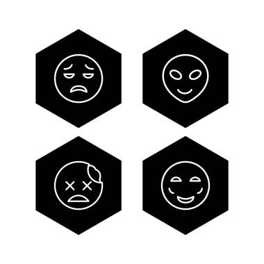 4 Emoji Simgesi Kağıdı Beyaz Arkaplanda İzole Edildi...