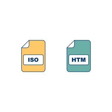 Beyaz arkaplanda 2 dosya biçimi simgesi izole edildi...