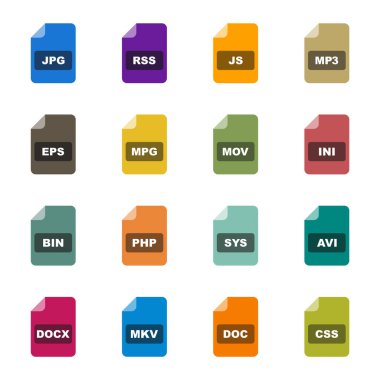 Kişisel ve Ticari Kullanım için 16 dosya biçimi simgesi...