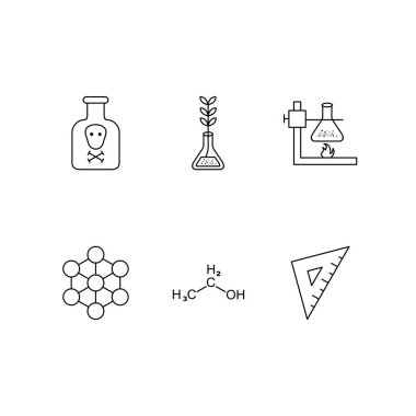  Beyaz arkaplanda 6 farklı eğitim simgesi izole edildi...