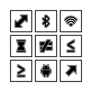 Beyaz Arkaplanda İzole edilmiş 9 temel öge Simge Sayfası...