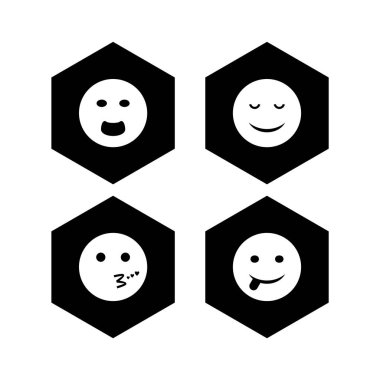 4 Emoji Simgesi Kağıdı Beyaz Arkaplanda İzole Edildi...
