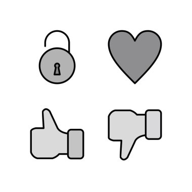 Beyaz Arkaplanda İzole edilmiş 4 temel öge Simgesi Sayfası...