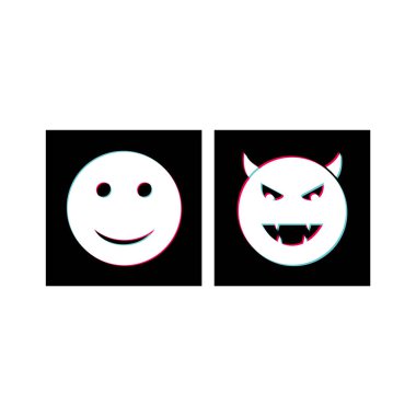 Beyaz arkaplanda 2 çift emoji simgesi izole edildi...