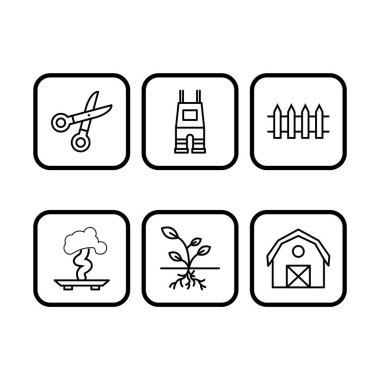 Beyaz Arkaplanda İzole Edilmiş 6 Bahçe Simgesi...