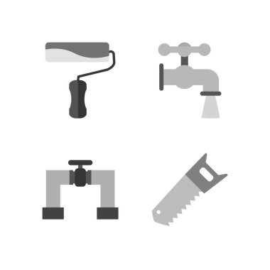 Beyaz Arkaplanda 4 Yapılandırma Simgesi İzole Edildi...