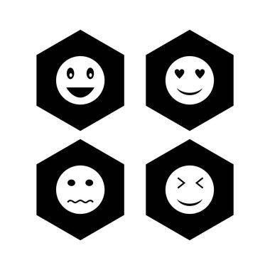 4 Emoji Simgesi Kağıdı Beyaz Arkaplanda İzole Edildi...