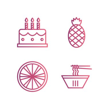 Beyaz arkaplanda 4 Gıda simgesi izole edildi...