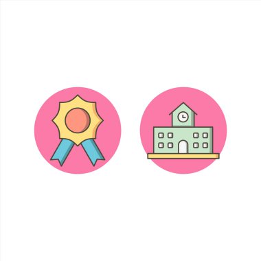 2 Eğitim Simgesi Sayfası Beyaz Arkaplanda İzole Edildi...