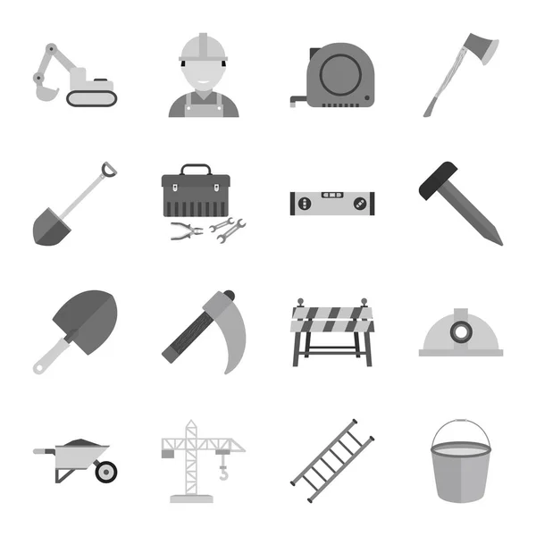 Construction Icons Sheet Isolated White Background — Stock Vector