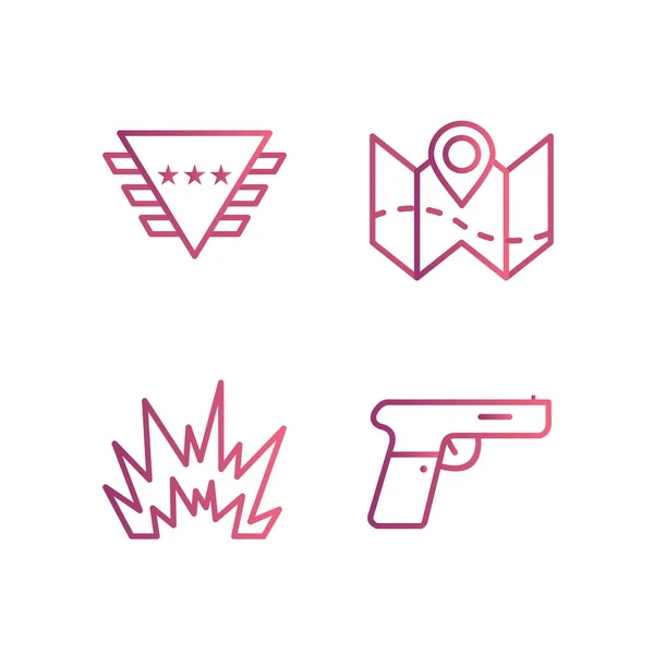 Conjunto Iconos Militares Sobre Fondo Blanco Vector Elementos Aislados — Vector de stock