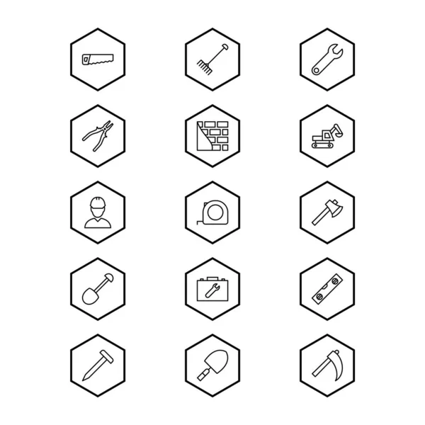 Konstrukční Ikony List Izolované Bílém Pozadí — Stockový vektor