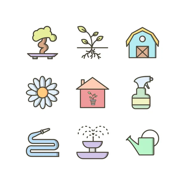 Icon Set Von Gartenarbeit Für Den Persönlichen Und Kommerziellen Gebrauch — Stockvektor