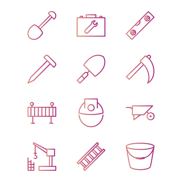 Set Construction Icons Isolated White Background — Stock Vector