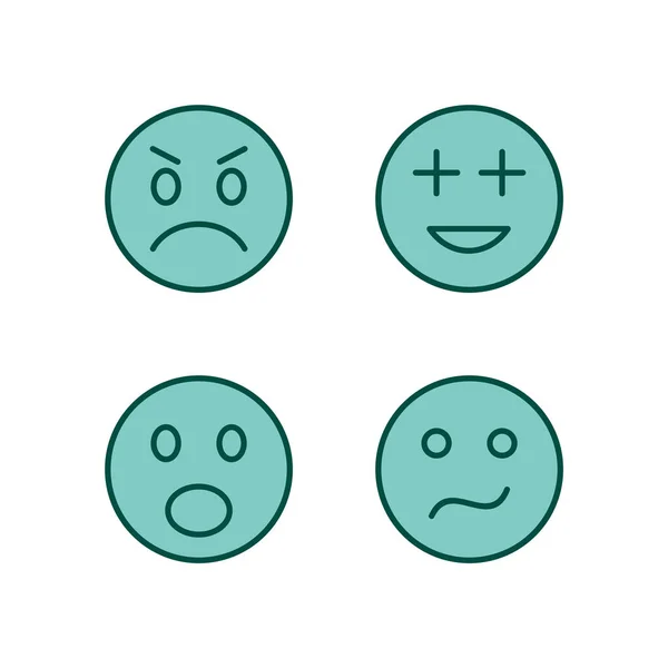 Set Emoji Symbole Isoliert Auf Weißem Hintergrund — Stockvektor