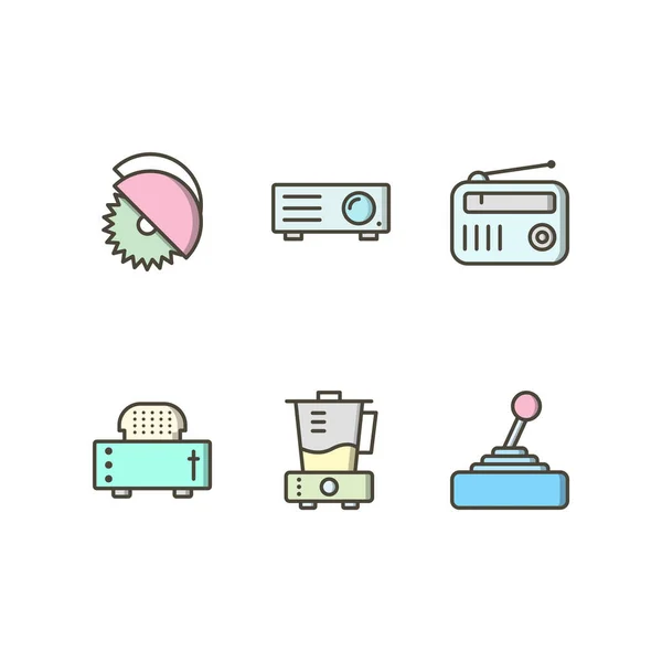 Set Electronic Devices Icons Isolated White Background — Stock Vector