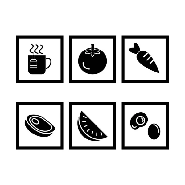 Food Icons Blatt Isoliert Auf Weißem Hintergrund — Stockvektor