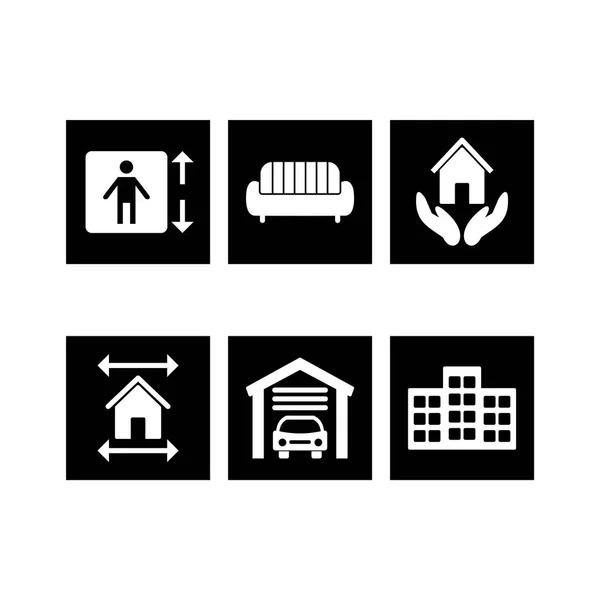 Immobilien Icons Sheet Isolated Auf Weißem Hintergrund — Stockvektor