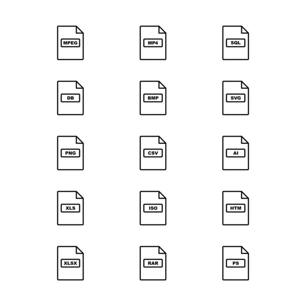 Ensemble Formats Fichiers Icône Pour Usage Personnel Commercial — Image vectorielle