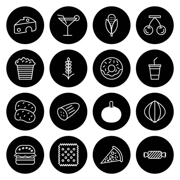 Conjunto Iconos Alimentos Para Uso Personal Comercial — Vector de stock