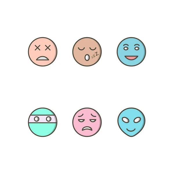 Set Icônes Emoji Isolées Sur Fond Blanc — Image vectorielle