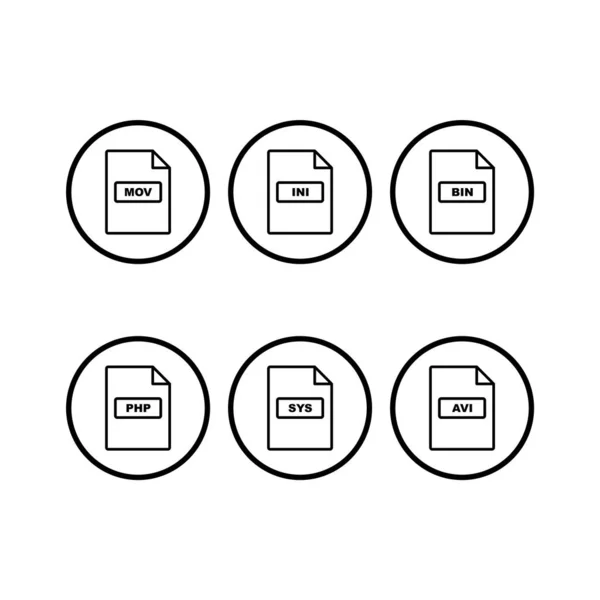 Fájlformátum Icons Sheet Isolated White Háttér — Stock Vector