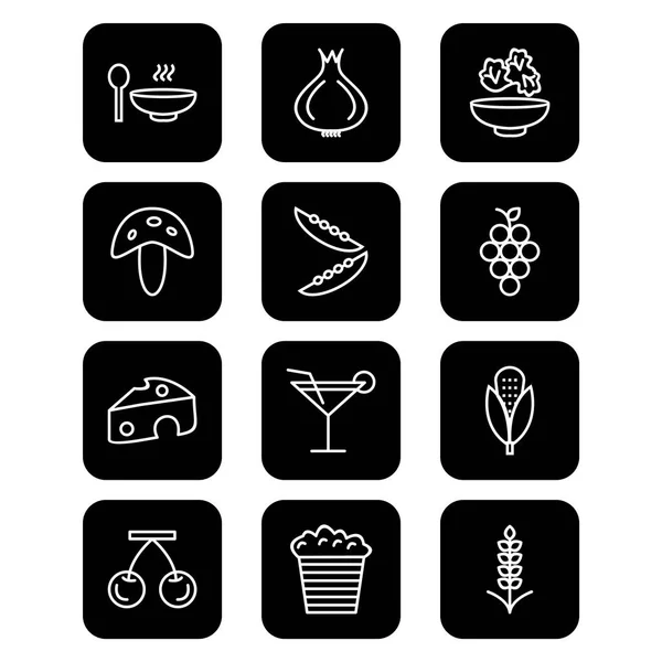 Conjunto Iconos Alimentos Aislados Sobre Fondo Blanco — Vector de stock